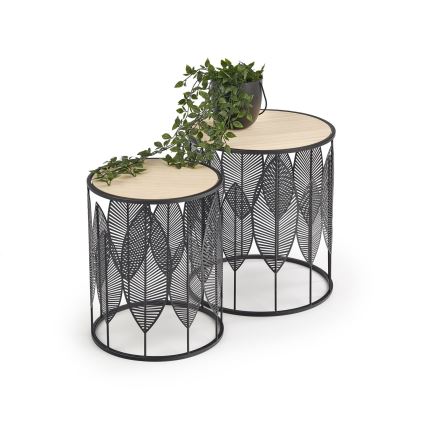 Set od 2 konferencijska stolića FOLLA, prečnika 33/40 cm, crne boje
