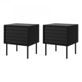 SET od 2 noćna stočića CORTINA 51x45 cm crne boje