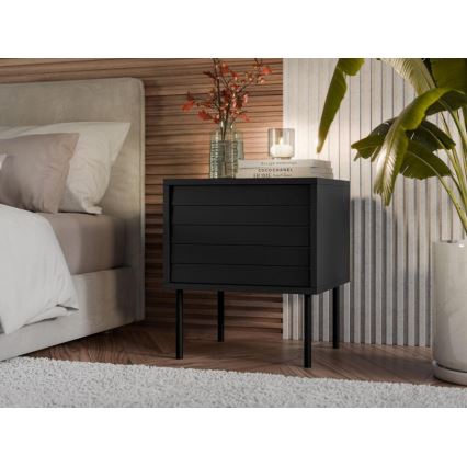 SET od 2 noćna stočića CORTINA 51x45 cm crne boje