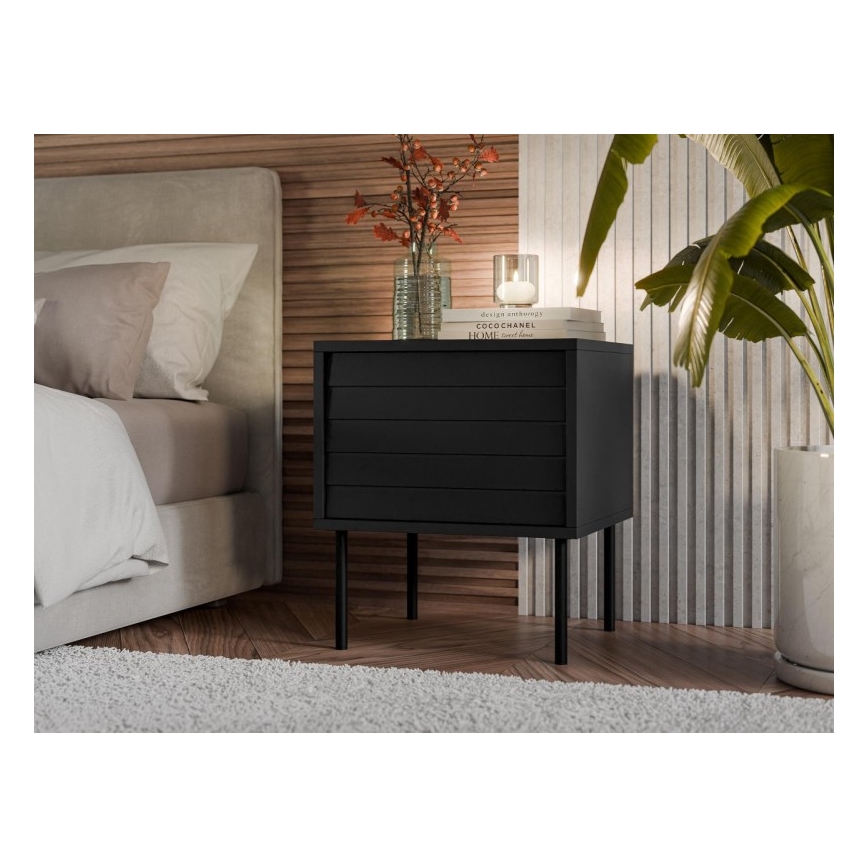 SET od 2 noćna stočića CORTINA 51x45 cm crne boje