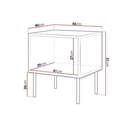 SET od 2 noćna stočića CORTINA 51x45 cm crne boje