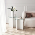 Set od 2 pomoćna stočića LILY, prečnik 40 cm, bela/prozirna