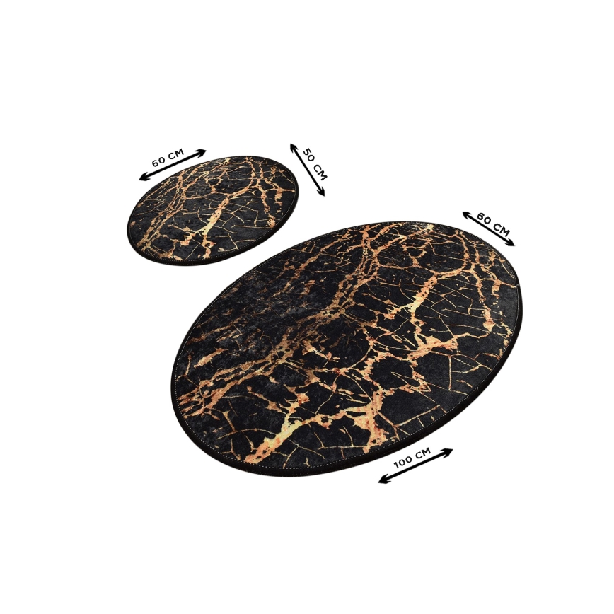 Set od 2 prostirke za kupatilo GOLDES 60/100 cm crna/zlatna