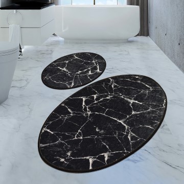 Set od 2 prostirke za kupatilo MARBLE 50x60/60x100 cm, crne