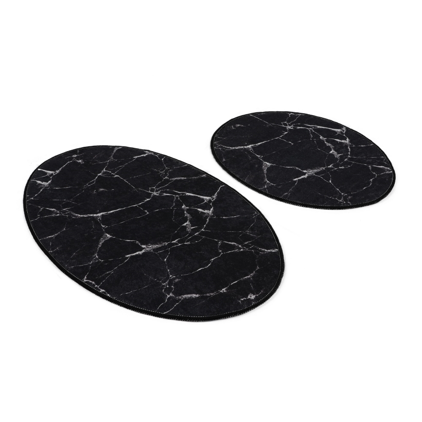 Set od 2 prostirke za kupatilo MARBLE 50x60/60x100 cm, crne