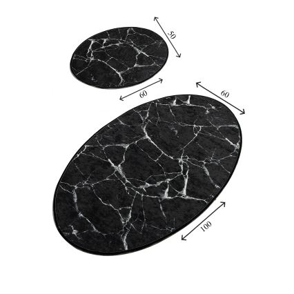Set od 2 prostirke za kupatilo MARBLE 50x60/60x100 cm, crne