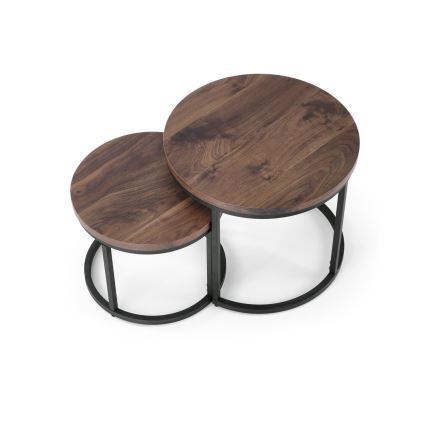 SET od 2 stolića za kafu OREO, prečnici 43/53 cm, crna/orah