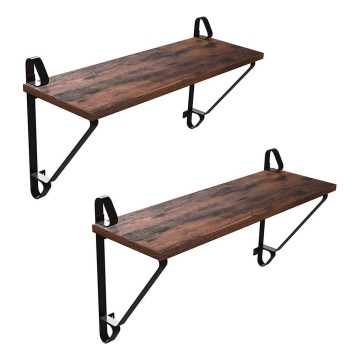 Set od 2 zidne police SHELFY, braon/crna