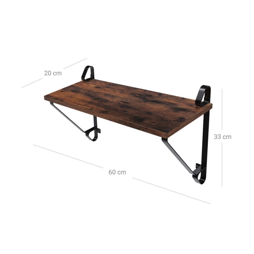 Set od 2 zidne police SHELFY, braon/crna