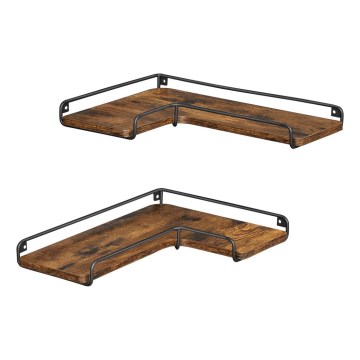 Set od 2 zidne police SHELFY, braon/crne