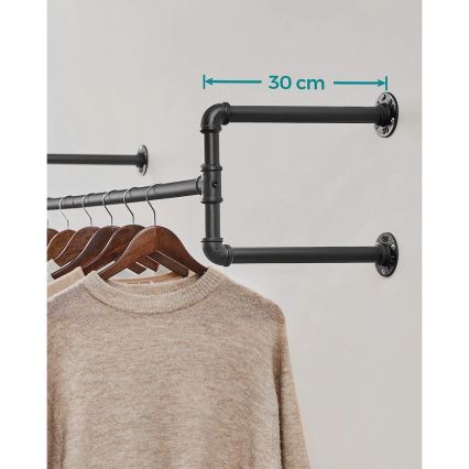 Set od 2 zidne vješalice za odjeću LINEA, crne