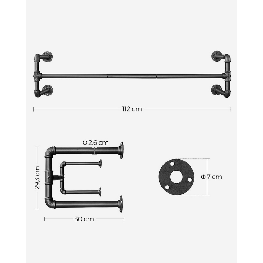Set od 2 zidne vješalice za odjeću LINEA, crne