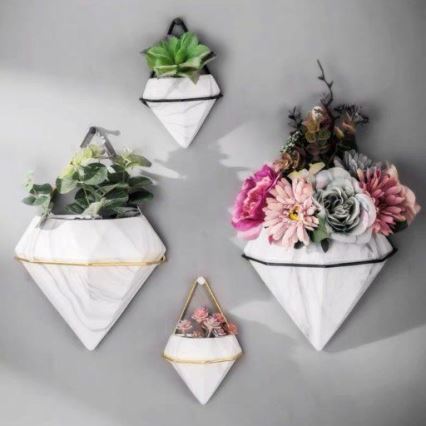 SET OD 2 zidnih saksija SEMELA 23x20 cm, zlatne