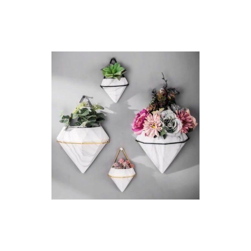 SET OD 2 zidnih saksija SEMELA 23x20 cm, zlatne