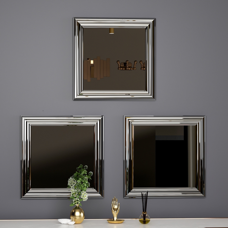 SET od 3 zidna ogledala OTTO 40x40 cm, srebrna