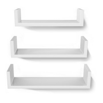 Set od 3 zidne police SHELFY, bele boje