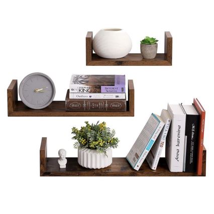 Set od 3 zidne police SHELFY, braon
