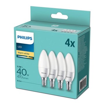 Set od 4 LED sijalice Philips E14/5,5W/230V 2700K