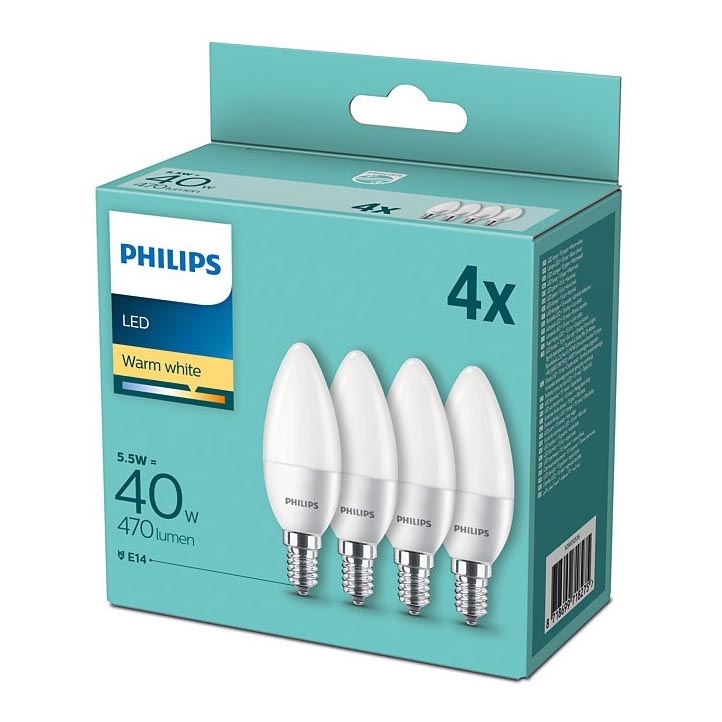 Set od 4 LED sijalice Philips E14/5,5W/230V 2700K
