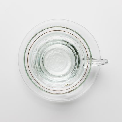 Set od 6 staklenih šoljica sa tanjirićima, proziran cvetni motiv br. 4