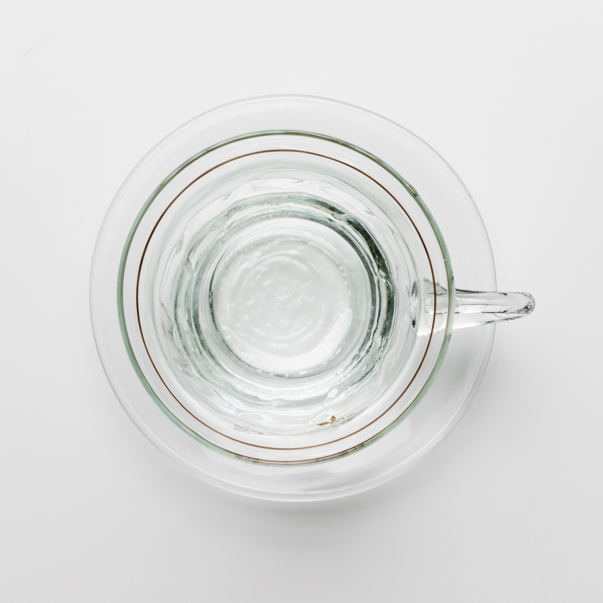 Set od 6 staklenih šoljica sa tanjirićima, proziran cvetni motiv br. 4