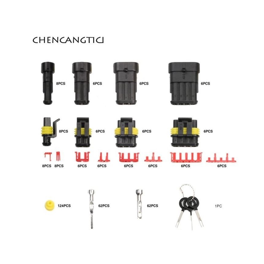 Set vodootpornih automobilskih konektora AMP Tyco, 353 komada