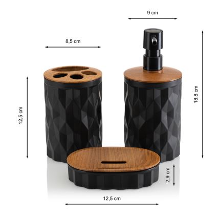 Set za kupatilo REINA 5 kom crni/braon