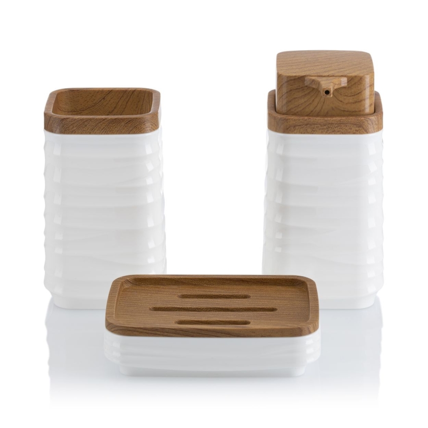 Set za kupatilo WAVE 5 kom bela/braon