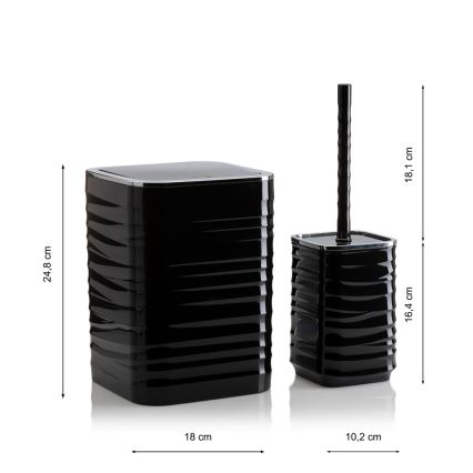Set za kupatilo WAVE 5 kom crni/sjajni krom