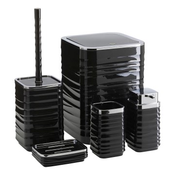 Set za kupatilo WAVE 5 kom crni/sjajni krom