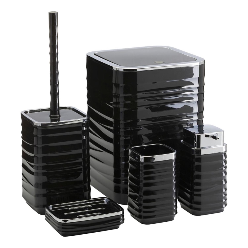Set za kupatilo WAVE 5 kom crni/sjajni krom