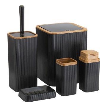 Set za kupatilo ZOYA 5 kom crni/braon