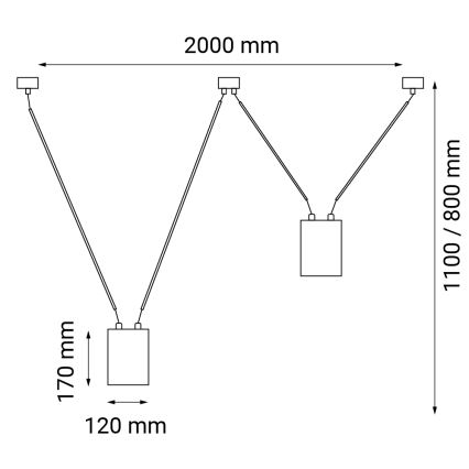 Shilo - Luster na sajli 2xGU10/15W/230V crna