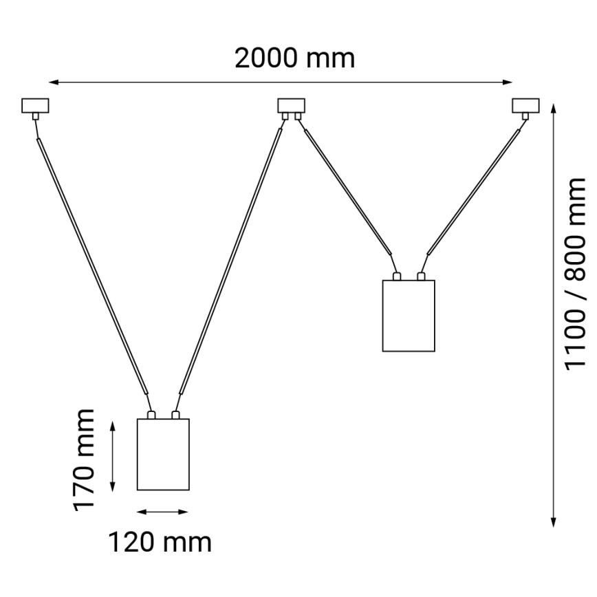 Shilo - Luster na sajli 2xGU10/15W/230V crna