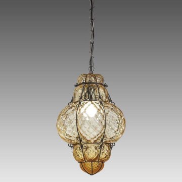 SIRU - Luster na lancu CLASSIC 1xE27/60W/230V prečnik 30 cm bež/crna venecijansko staklo