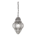 SIRU - Luster na lancu CLASSIC 1xE27/60W/230V prečnik 30 cm prozirno/crno venecijansko staklo