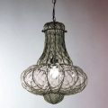 SIRU - Luster na lancu DOGE 1xE27/60W/230V prečnik 30 cm prozirno/crno venecijansko staklo