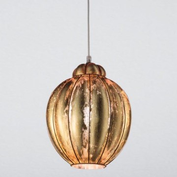SIRU - Luster na lanku FOGLIA ORO 1xE27/60W/230V, prečnik 25 cm, zlatno venecijansko staklo/zlato