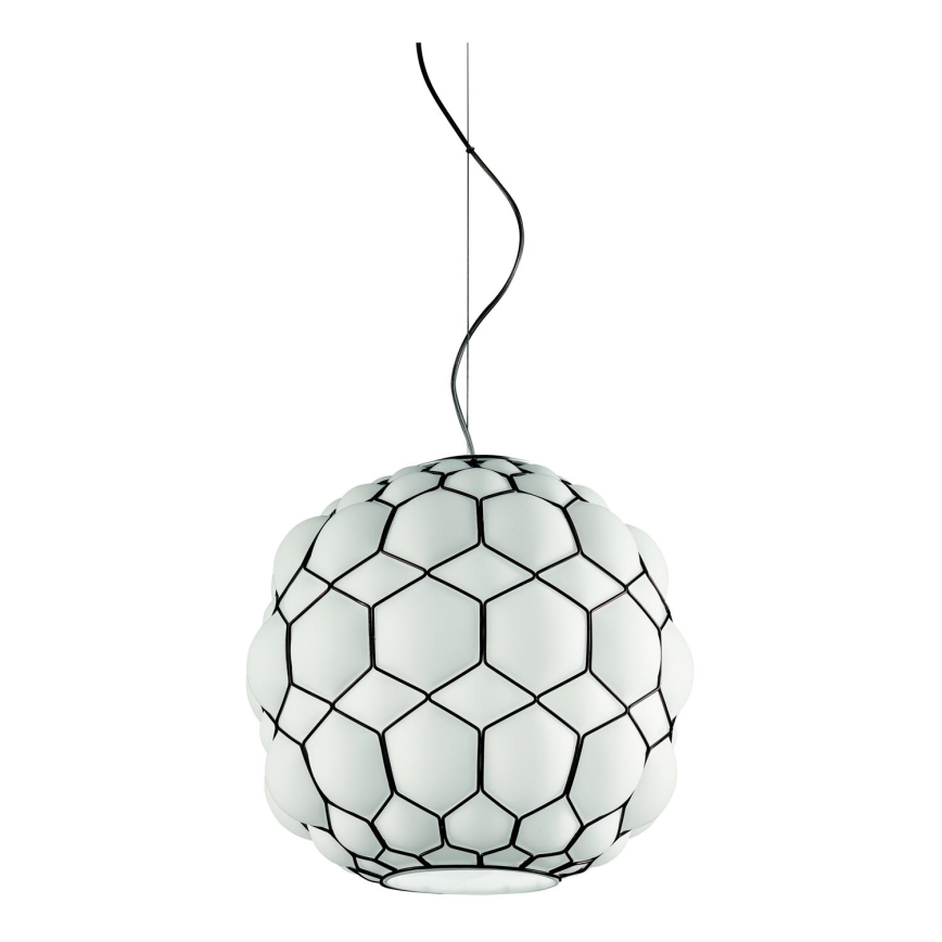 SIRU - Luster na sajli GALAPAGOS 1xE27/60W/230V crna/bela venecijansko staklo