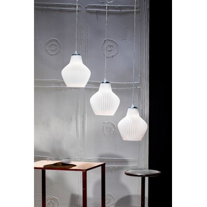 SIRU - Luster na sajli LONDON 1xE27/60W/230V bela/sjajni hrom venecijansko staklo