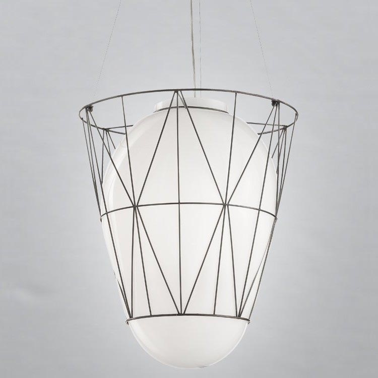 SIRU - Luster na sajli SEGNI 1xE27/60W/230V crna/bela venecijansko staklo