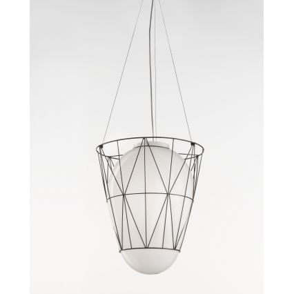 SIRU - Luster na sajli SEGNI 1xE27/60W/230V crna/bela venecijansko staklo