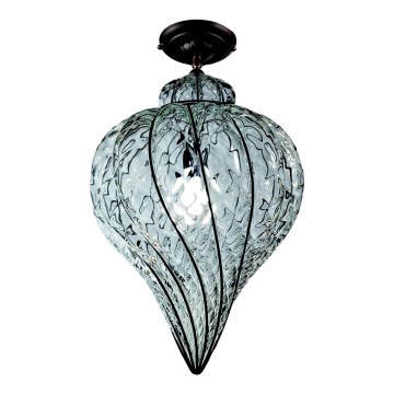 SIRU - Plafonski luster GOCCIA 1xE27/60W/230V prečnik 25 cm proziran/braon venecijansko staklo