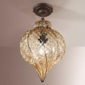 SIRU - Plafonski luster GOCCIA 1xE27/60W/230V Ø 25 cm bež/braon venecijansko staklo