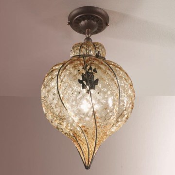 SIRU - Plafonski luster GOCCIA 1xE27/60W/230V Ø 25 cm bež/braon venecijansko staklo