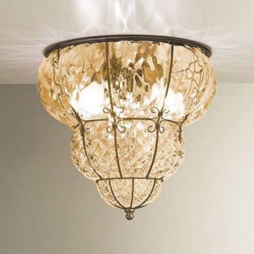 SIRU - Plafonsko svetlo CLASSIC 3xE14/40W/230V prečnik 25 cm bež/crna venecijansko staklo