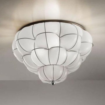 SIRU - Plafonsko svetlo POUFF 3xE27/60W/230V sjajni hrom/belo venecijansko staklo