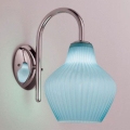 SIRU - Zidna lampa LONDON 1xE27/60W/230V plava/sjajni hrom venecijansko staklo