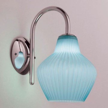 SIRU - Zidna lampa LONDON 1xE27/60W/230V plava/sjajni hrom venecijansko staklo