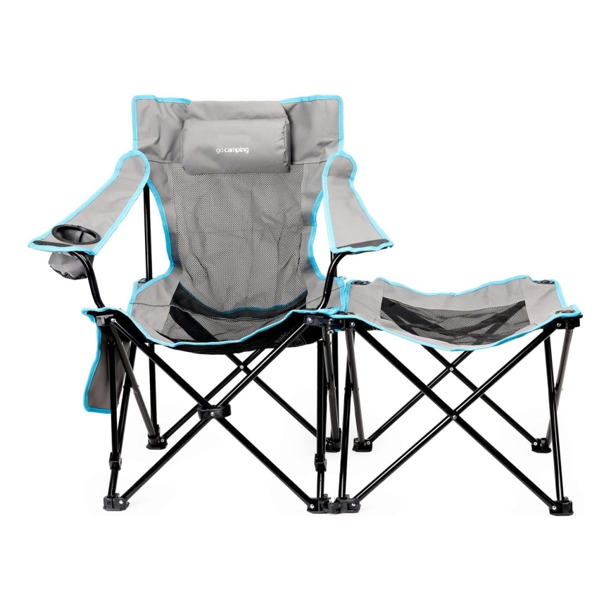 Sklopivi kamperski sto + stolica siva/plava